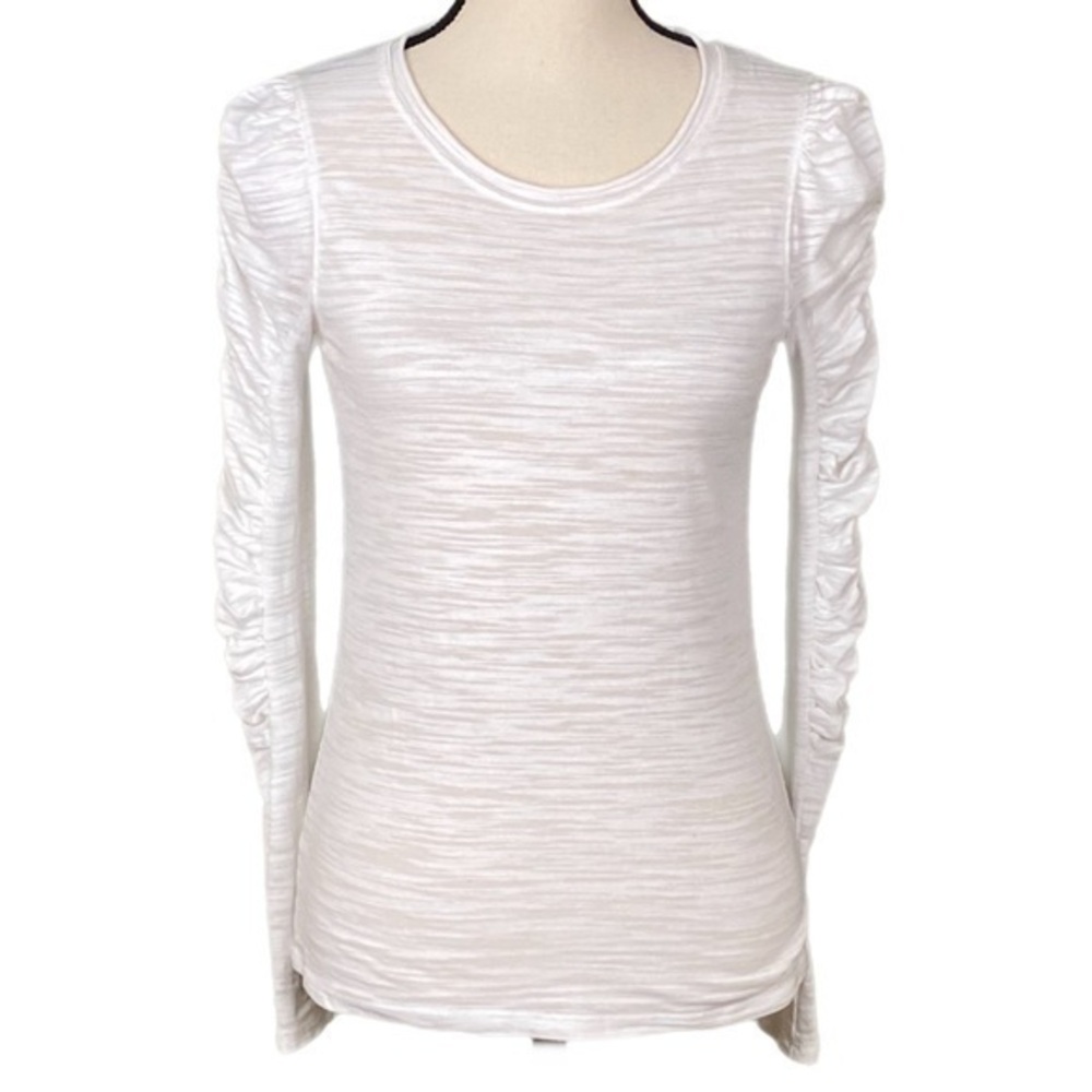HOUSE OF HARLOW 1960 “Casper” burnout blouse w/ruching down the sleeves. XS. EUC